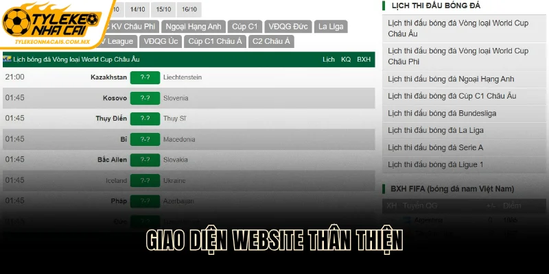 Giao diện website thân thiện
